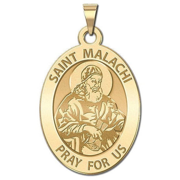 Saint Malachi Religious Medal - 3/4 inch x 1 inch - Solid 14K Yellow Gold