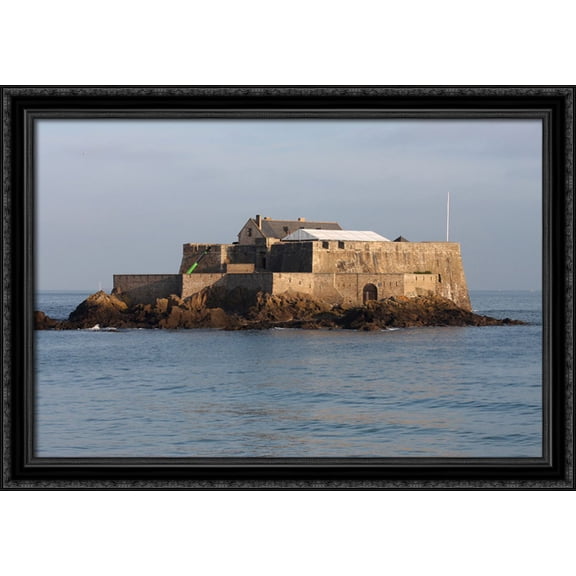 Saint Malo Fort National 40x28 Large Black Ornate Wood Framed Canvas Art