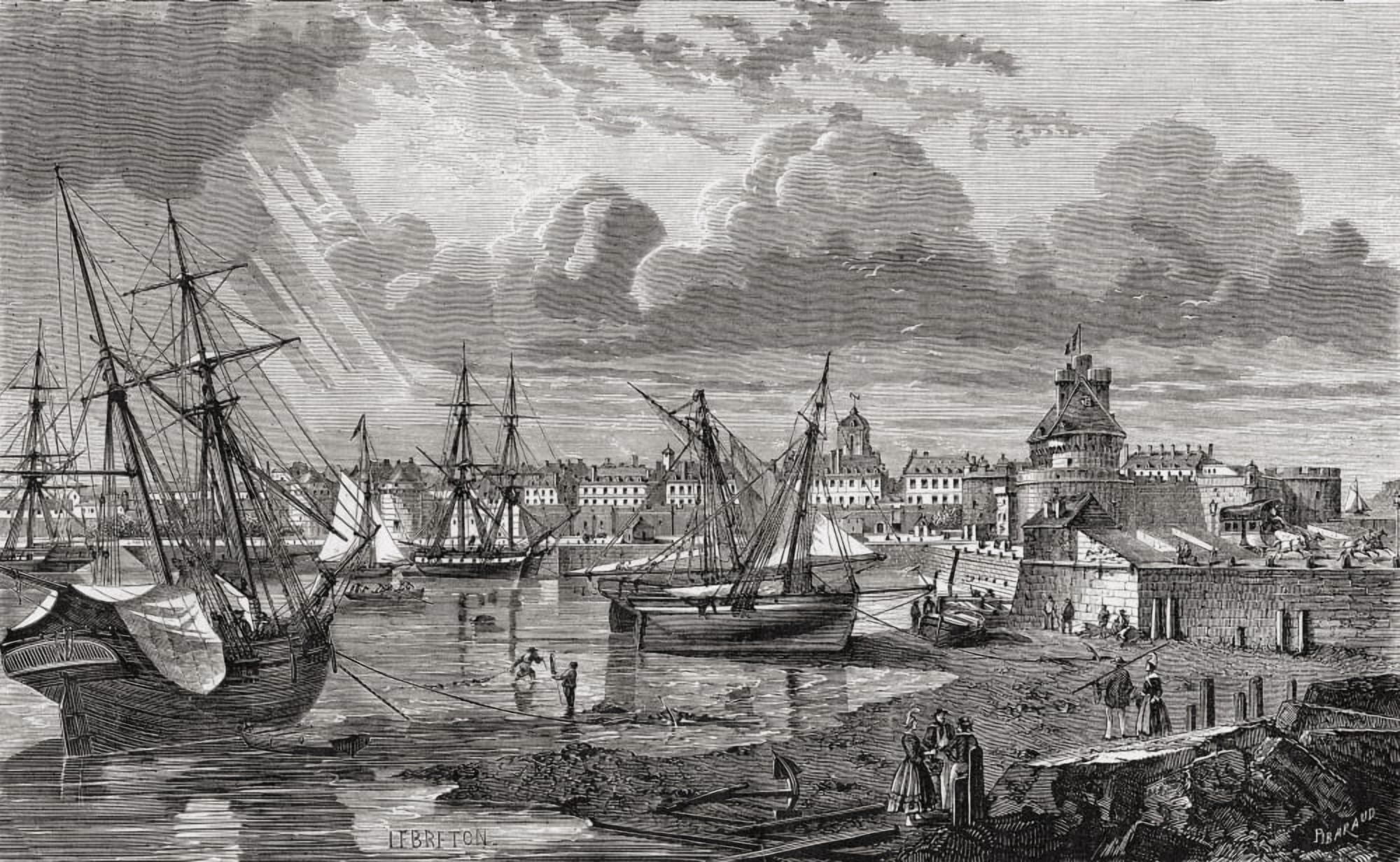 Saint Malo France In The 18Th Century From Histoire De La Revolution Francaise By Louis Blanc Canvas Art - Ken Welsh Design Pics (19 x 12)