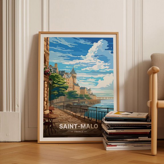 Saint-Malo Travel Poster, French Coastal City Art, Home Office Decor, France Travel Gift, Art Lover Present, C20-1885 Wall Art, Modern Wall Decor, 8x12 UNFRAMED