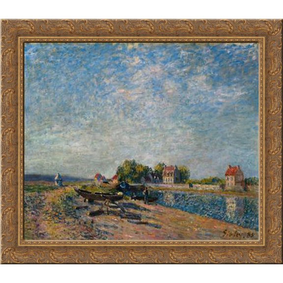 Saint Mammes, Loing Canal 24x20 Gold Ornate Wood Framed Canvas Art by Alfred Sisley