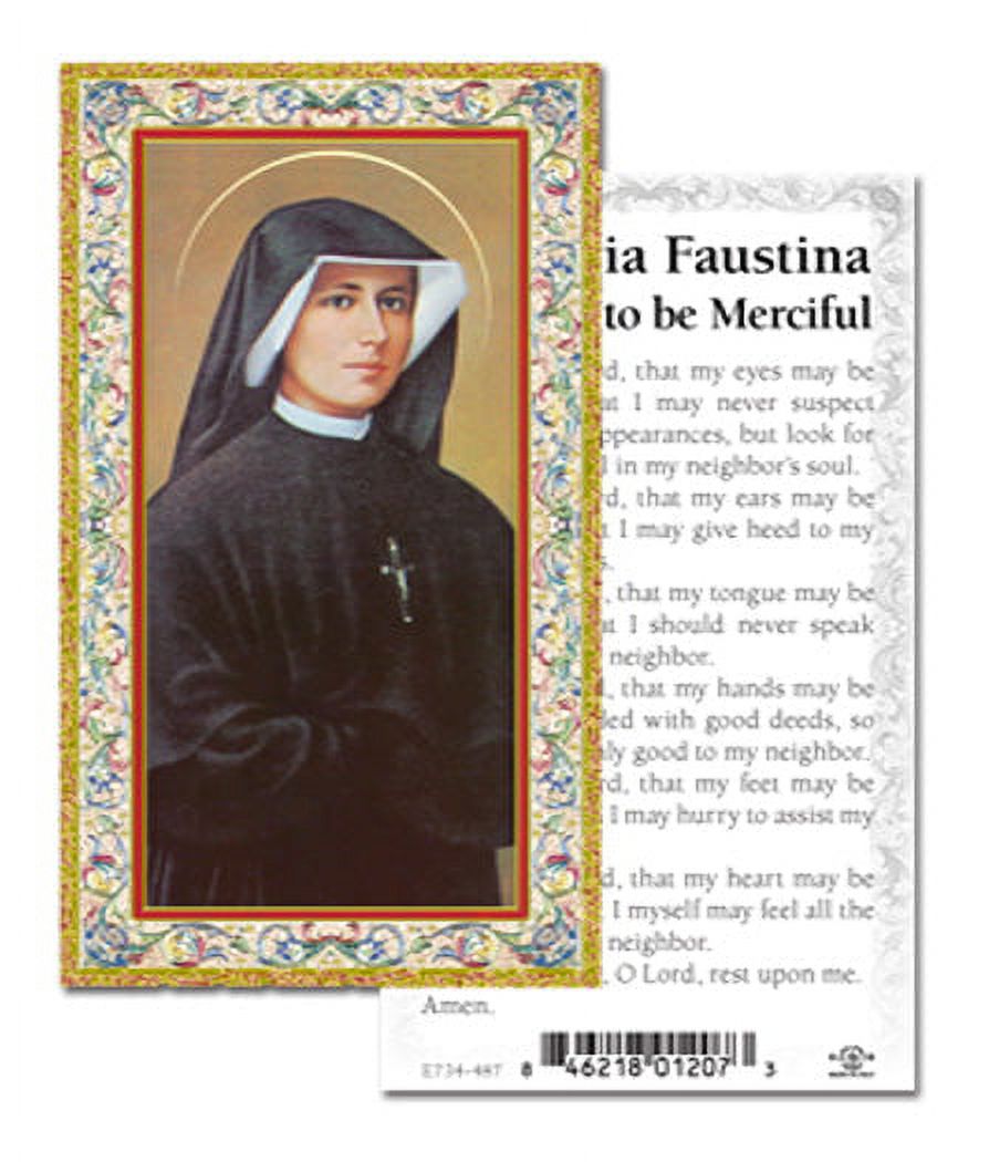 Saint Maria Faustina Gold-Stamped Catholic Prayer Holy Card with Prayer ...