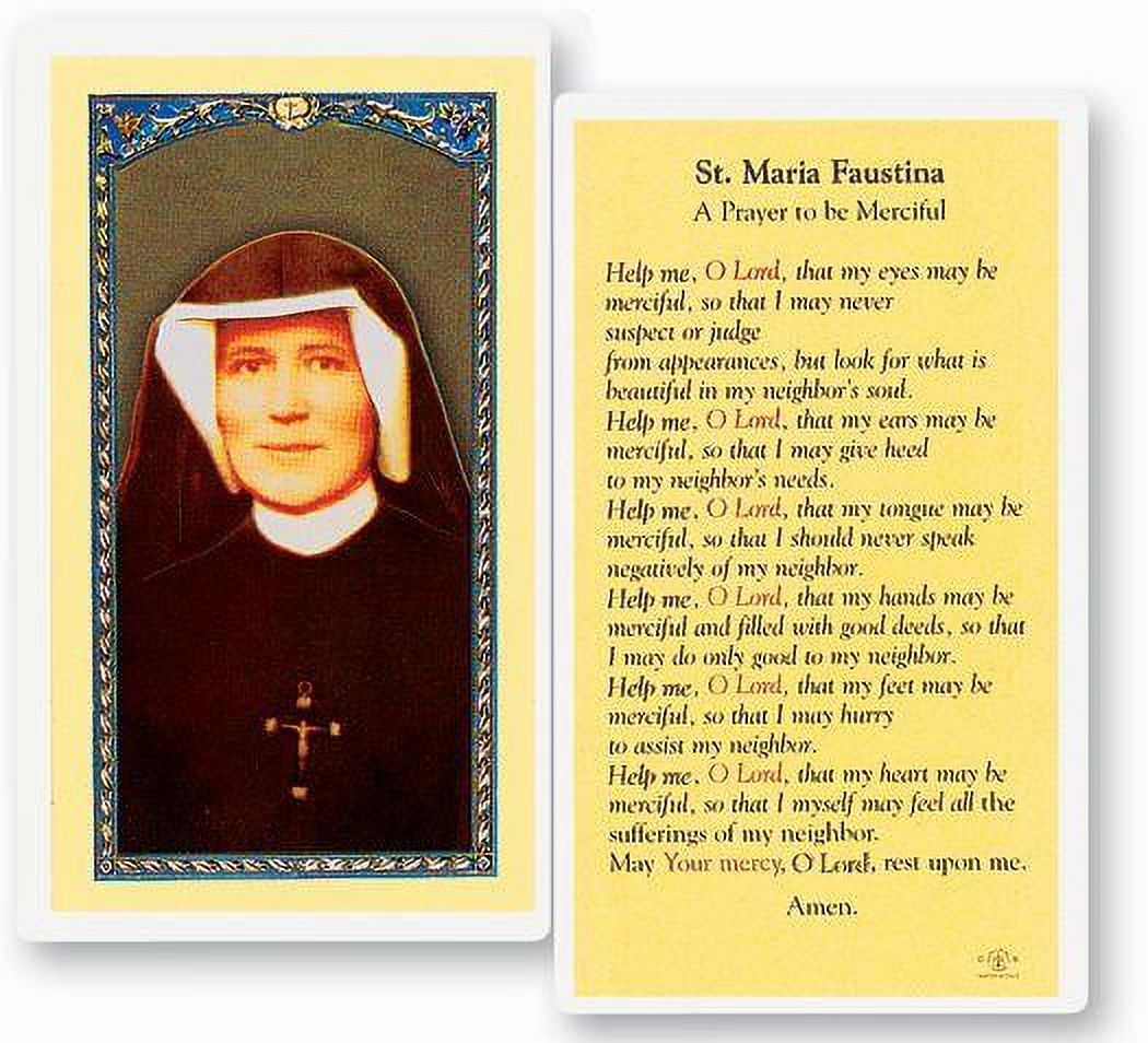 Saint Maria Faustina Laminated Catholic Prayer Holy Card with Prayer on ...