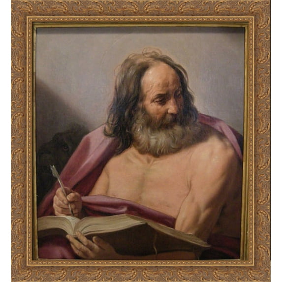 Saint Mark 28x30 Large Gold Ornate Wood Framed Canvas Art by Guido Reni