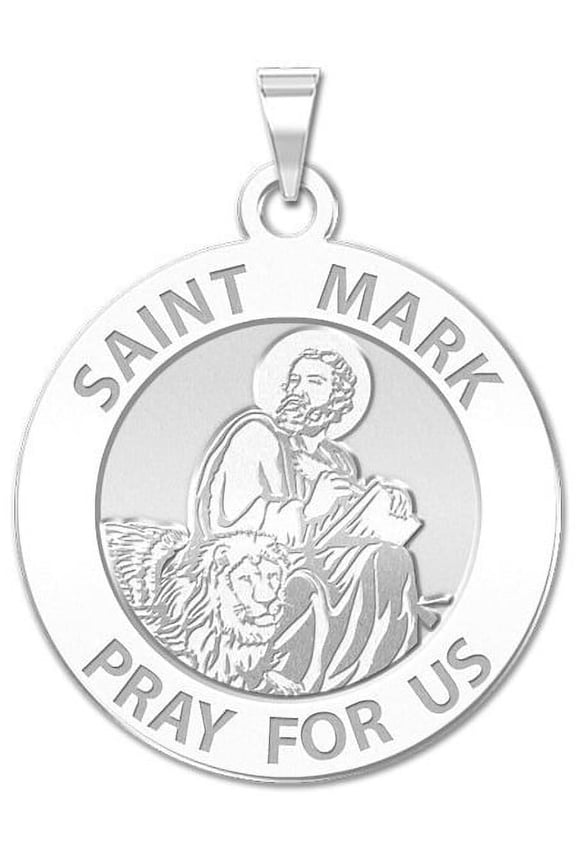 Saint Mark Religious Medal - 2/3 Inch Size of Dime, Sterling Silver