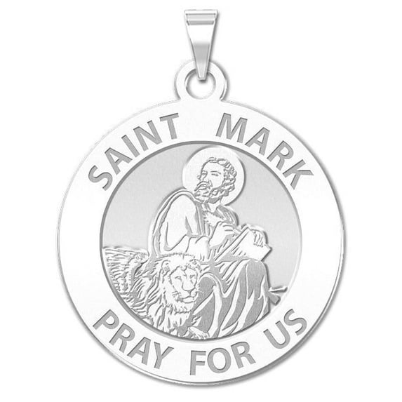 Saint Mark Religious Medal - 3/4 Inch X 3/4 Inch -Sterling Silver