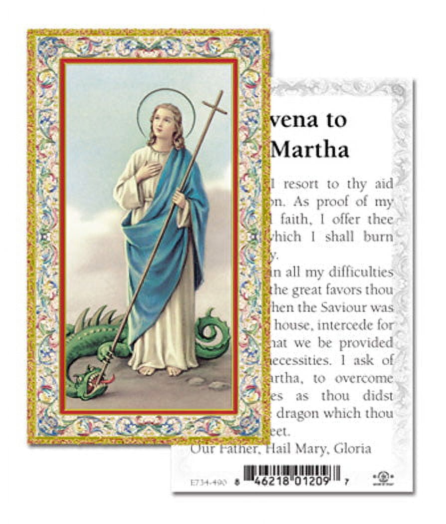 Saint Martha Gold-Stamped Catholic Prayer Holy Card with Prayer on Back ...