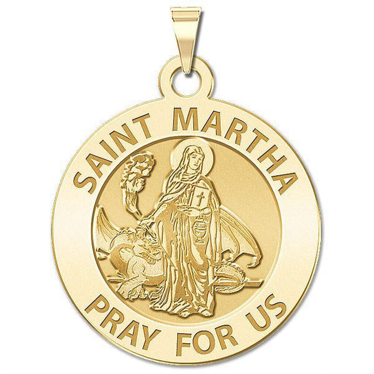 Saint Martha Religious Medal - 2/3 in Size of Dime, Solid 14K Yellow ...