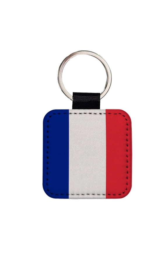 Saint Martin (French part) Country Flag Faux Leather Square Keychain