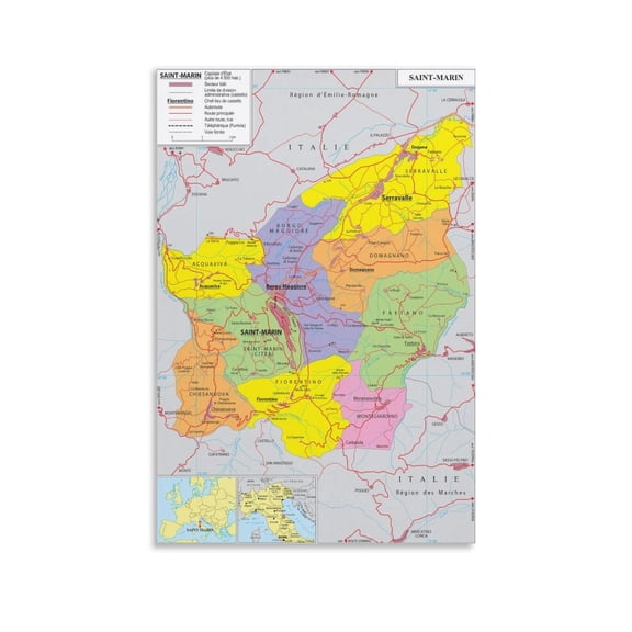 Saint-Martin Map Posters Gifts Canvas Painting Poster Wall Art Decorative Picture Prints Modern Decor 16x24inch(40x60cm)