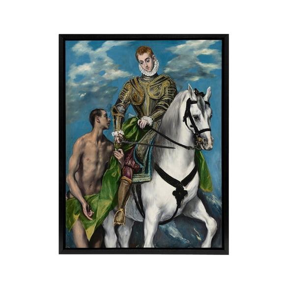 Saint Martin and the Beggar Oil Painting El Greco Framed Canvas Wall Art 12x16"
