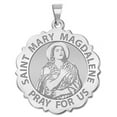 thumbnail image 1 of Saint Mary Magdalene Scalloped Religious Medal - 1 Inch Size of a Quarter in Solid 14K White Gold, 1 of 1