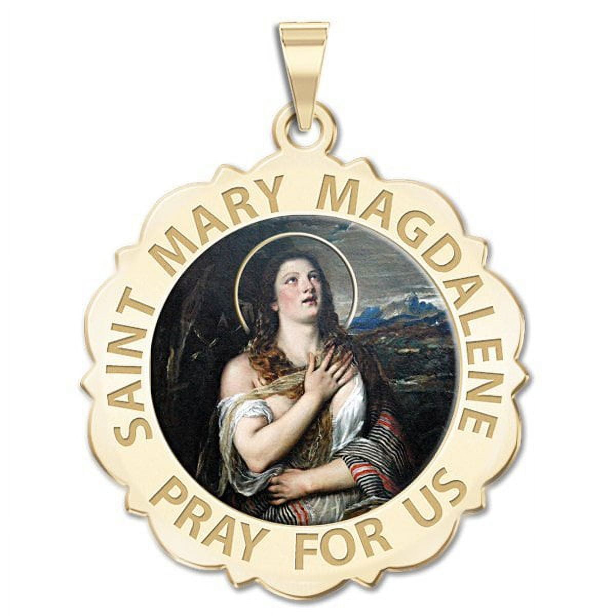 Saint Mary Magdalene Scalloped Religious Medal Color 2 3 Inch
