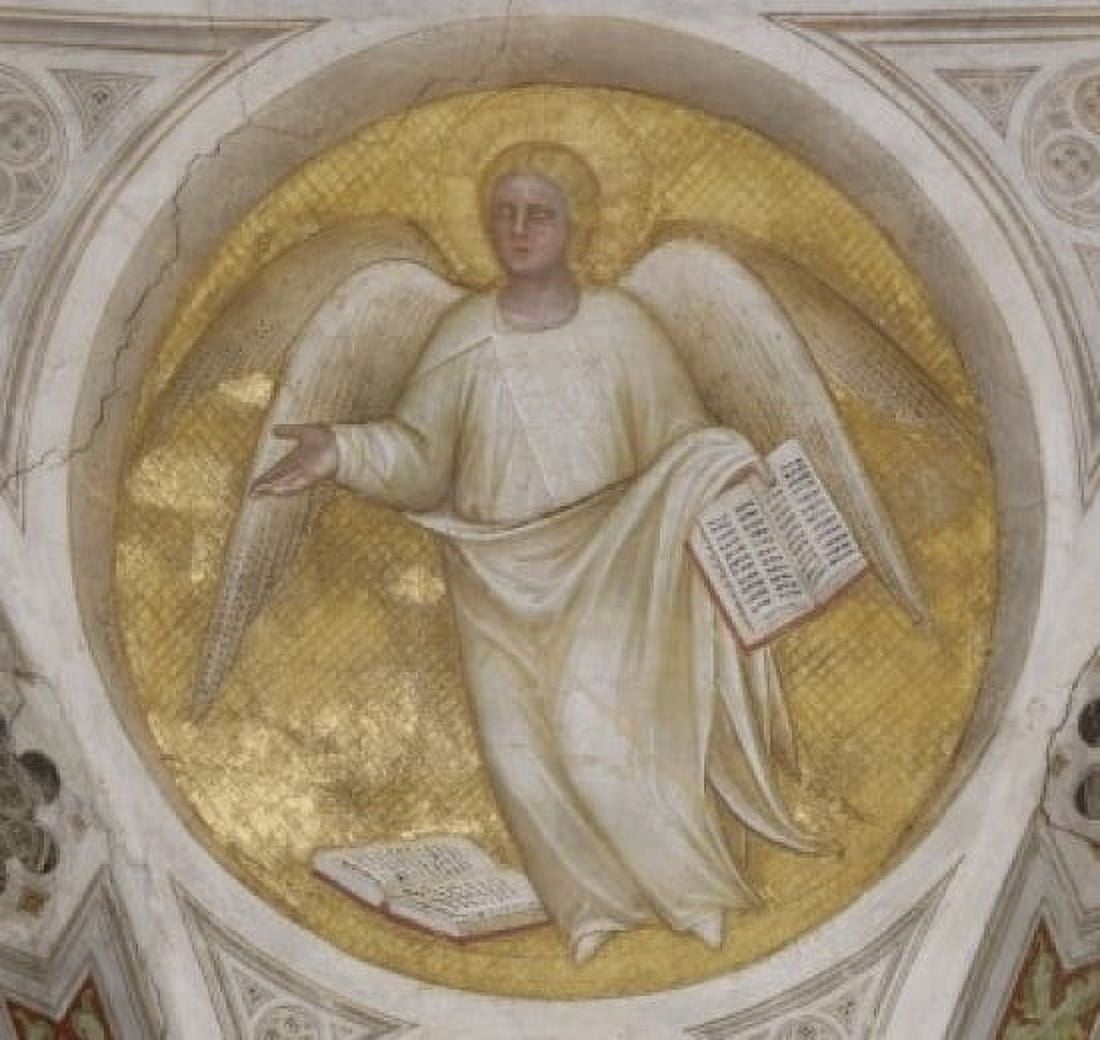 Saint Matthew Evangelist - Angel c 1376 Giusto di Giovanni Menabuoi (op 1363-1393 Italian) Fresco Baptistry of the Cathedral Padua Canvas Art - Giusto di Giovanni Menabuoi (24 x 36)
