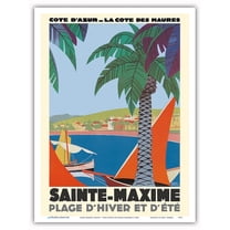 Saint Maxime France - Cote D’Azur French Riveria - Vintage Railroad Travel Poster by Roger Broders c.1930 - Master Art Print (Unframed) 9in x 12in