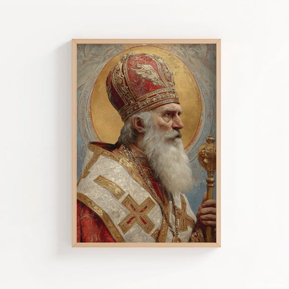 Saint Methodius Print Style Christian Saint Wall Art, Unframed Paper Poster 8x10in