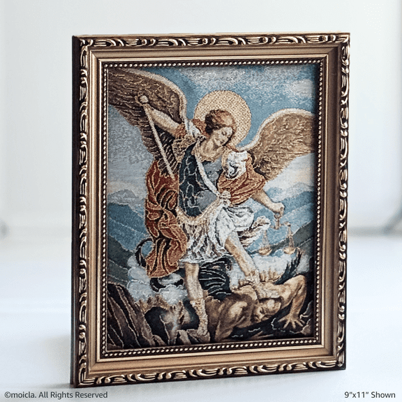Saint Michael Archangel Framed Tapestry Image 911 Catholic Decor