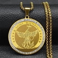 thumbnail image 1 of Saint Michael Archangel Medallion Necklace for Women Men 14K Yellow Gold Knight Shield Chain Jewelry colar, 1 of 6