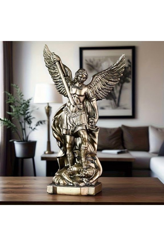 Saint Michael Archangel Statue 12 Inch Bronzed Resin Archangel Statue Mythology Sculpture for Home Decor