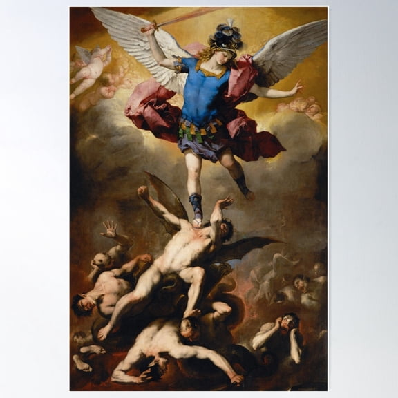 Saint Michael Archangel - The Fall Of The Rebel Angel Poster Wall Art, Modern Wall Decor For Living Room Bedroom, 8x12 UNFRAMED