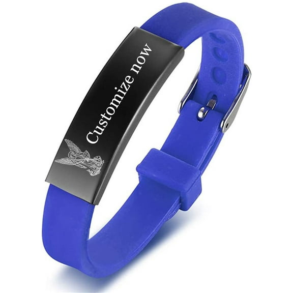 Saint Michael the Defender Archangel Prayer Silicone Bracelet Bangle for Adults Teens, Christ Warrior Patron St. Michael Amulet Wristband Personalized Custom Christian Jewelry, Blue