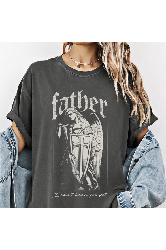 Saint Michael Gothic Archangel, Father Metal Tee, Dark Angel Shirt, Gothic Fashion Gift, Comfort Colors Unisex Cotton T-Shirt, Size S-3XL