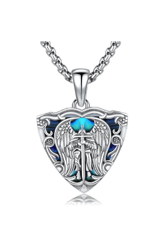 Saint Michael Necklace for Men Women 925 Sterling Silver  Pendant Necklace Warrior Protect Us Amulet Jewelry Gift for Men Father