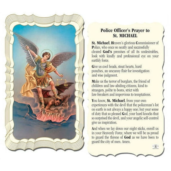Saint Michael-Policeman's Prayer Catholic Prayer Holy Card with Prayer on Back, Pack of 50