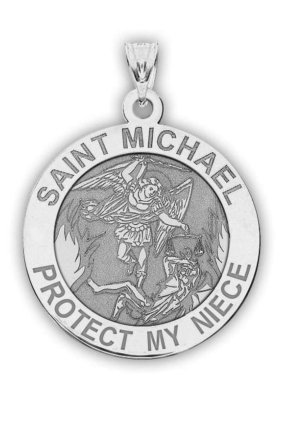 Saint Michael - Protect My Niece - Religious Medal  - 1 Inch Size of a Quarter in Sterling Silver