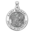 thumbnail image 1 of Saint Michael - Protect My StepBrother - Religious Medal - 2/3 inch Size of Dime, Solid 14K White Gold, 1 of 1