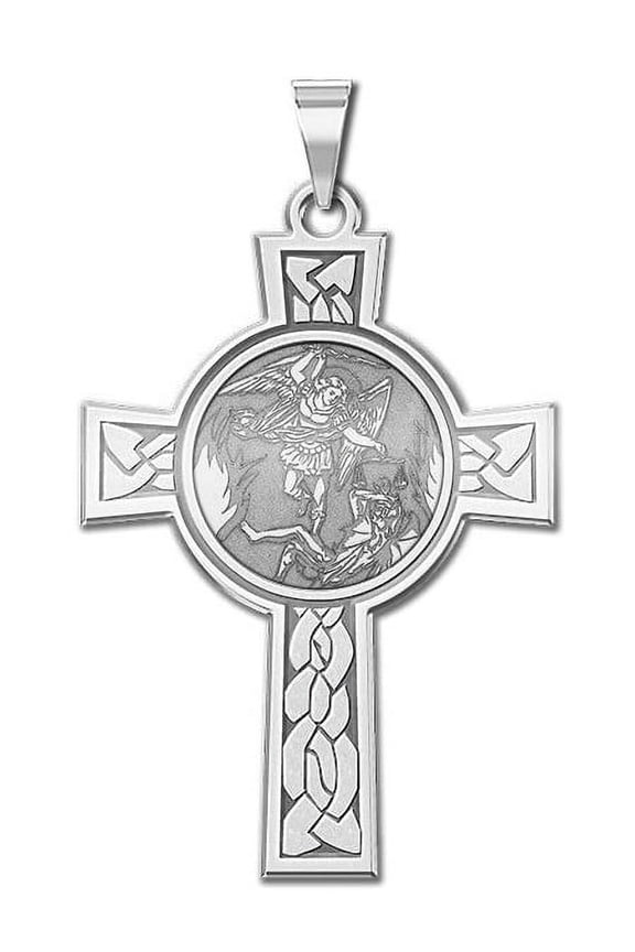 Saint Michael Religious Medal - About 3/4 Inch X 1-1/4 Inch - Sterling Silver