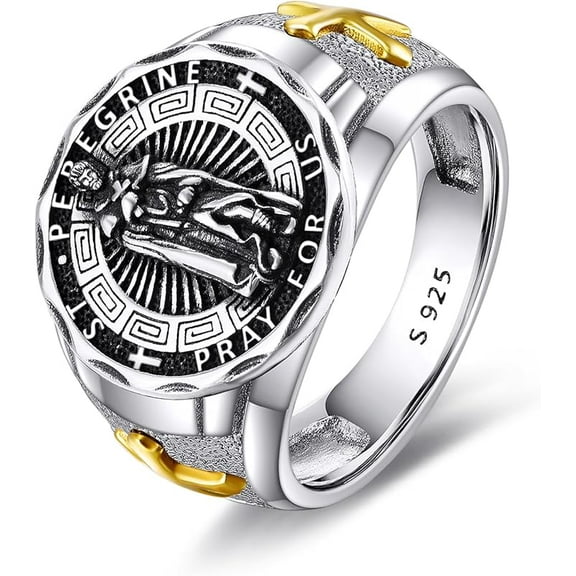 Saint Michael Ring Sterling Silver Religious Protector Ring St Michael Archangel Jewelry Gifts for Women Men