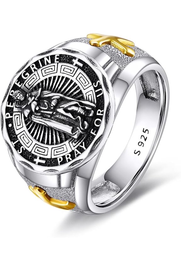 Saint Michael Ring Sterling Silver Religious Protector Ring St Michael Archangel Jewelry Gifts for Women Men