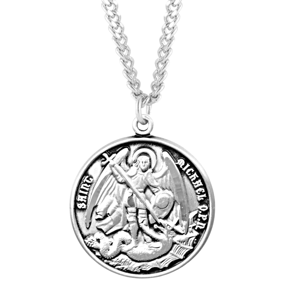 Saint Michael Round Sterling Silver Medal, Patron Saint of Police & Law ...