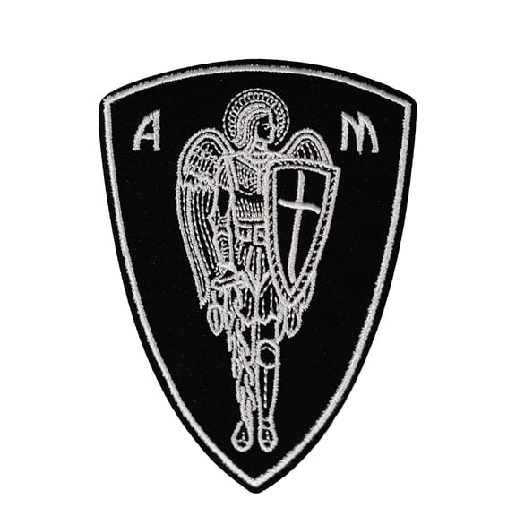 Saint Michael Shield Embroidered Patch Iron/Sew-On Applique Biker Emblem