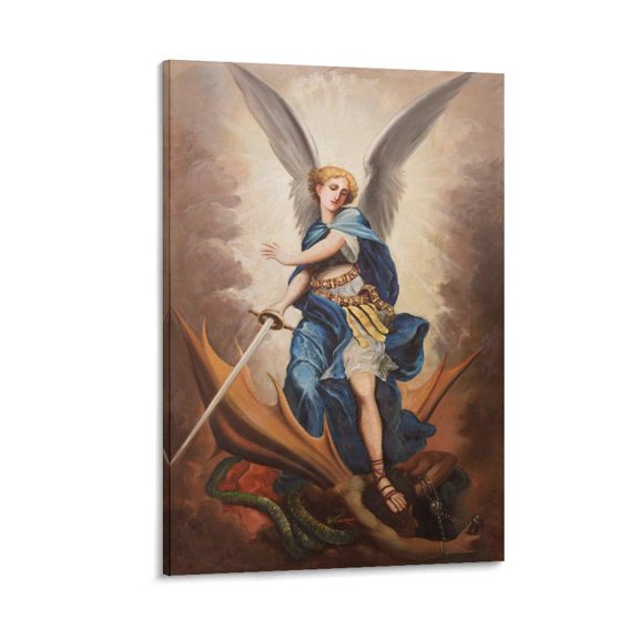 Saint Michael The Archangel Destroy Devil Posters Wall Art Painting Canvas Gift Living Room Prints Bedroom Decor Poster Artworks 24x36inch(60x90cm)