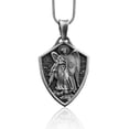 thumbnail image 1 of Saint Michael The Archangel Necklace for Men in Silver, St Michael Cristian Silver Pendant, Archangel Medallion, Christian Necklace For Men, 1 of 5