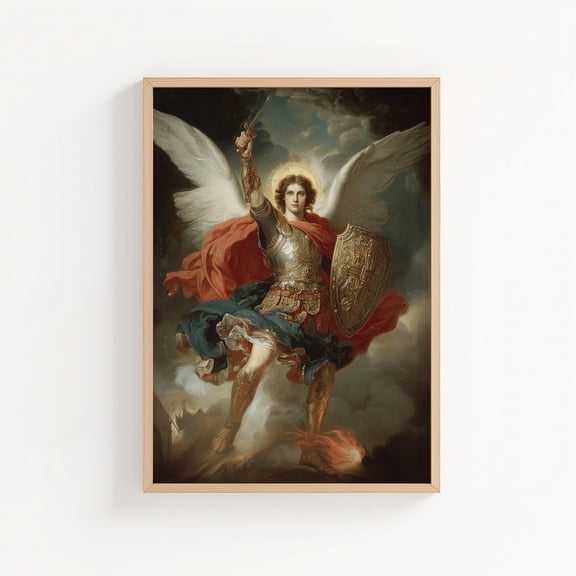 Saint Michael The Archangel Print Style Angel Wall Art Christian Saint Unframed Paper Print