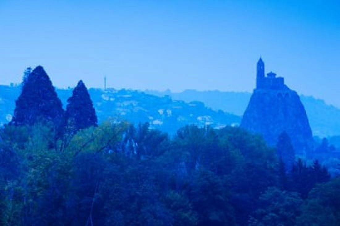 Saint Michel dAiguilhe chapel at dawn Aiguilhe Le Puy-en-Velay Haute-Loire Auvergne France Canvas Art - Panoramic Images (36 x 24)