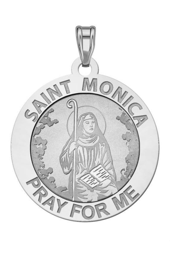 Saint Monica "Pray for Me" Medal - 3/4 Inch Size of a Nickel in Sterling Silver