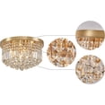 thumbnail image 1 of Saint Mossi Modern K9 Crystal Raindrop Chandelier Lighting, Flush Mount Ceiling Light, Perfect for Dining Room Bathroom Bedroom Livingroom, 9 x E12 Bulbs, H11 x D20, Clear Crystal & Brass Canopy, 1 of 7