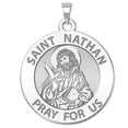 thumbnail image 1 of Saint Nathan Religious Medal - 2/3 Inch Size of Dime, Solid 14K White Gold, 1 of 2