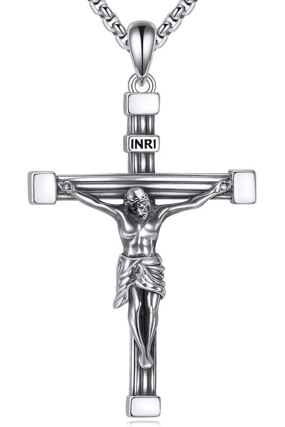 Saint Necklace 925 Sterling Silver Patron Saint Medal Pendant Amulet Protection Religious Jewelry for Men Women with 2.5mm 22"+2" Steel Chain (with Gift Box)