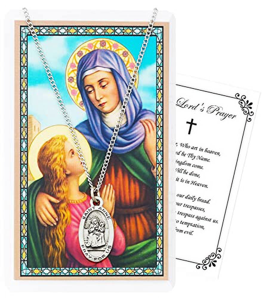 Saint Necklace With St Prayer Card, Lord's Prayer Card St Medal