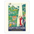 thumbnail image 1 of Saint-Nectaire - Auvergne France - Casino Golf - Station du Rein - PLM French Railroad - Vintage Travel Poster by Roger De Valerio c.1930 - Fine Art Matte Paper Print (Unframed) 20x26in, 1 of 4