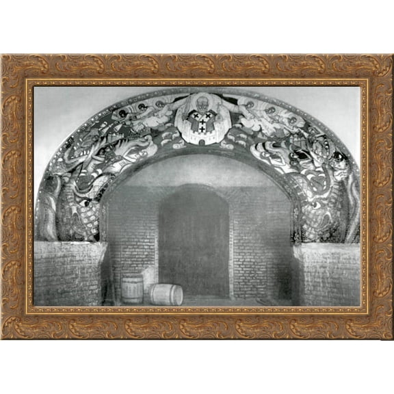 Saint Nicholas 24x20 Gold Ornate Wood Framed Canvas Art by Nicholas Roerich