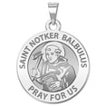 thumbnail image 1 of Saint Notker Balbulus Religious Medal  - 3/4 Inch Size of a Nickel -Solid 14K White Gold, 1 of 1