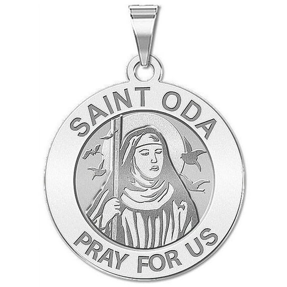 Saint Oda Religious Medal - 3/4 Inch Size of a Nickel -Sterling Silver