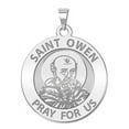 thumbnail image 1 of Saint Owen Religious Medal - - 1 Inch Size of a Quarter -Solid 14K White Gold, 1 of 2