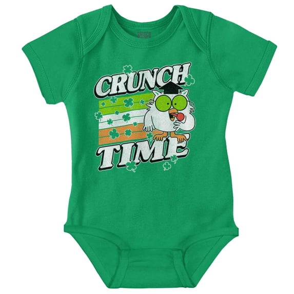 Saint Paddys Crunch Time Tootsie Owl Romper Boys or Girls Infant Baby Brisco Brands 12M